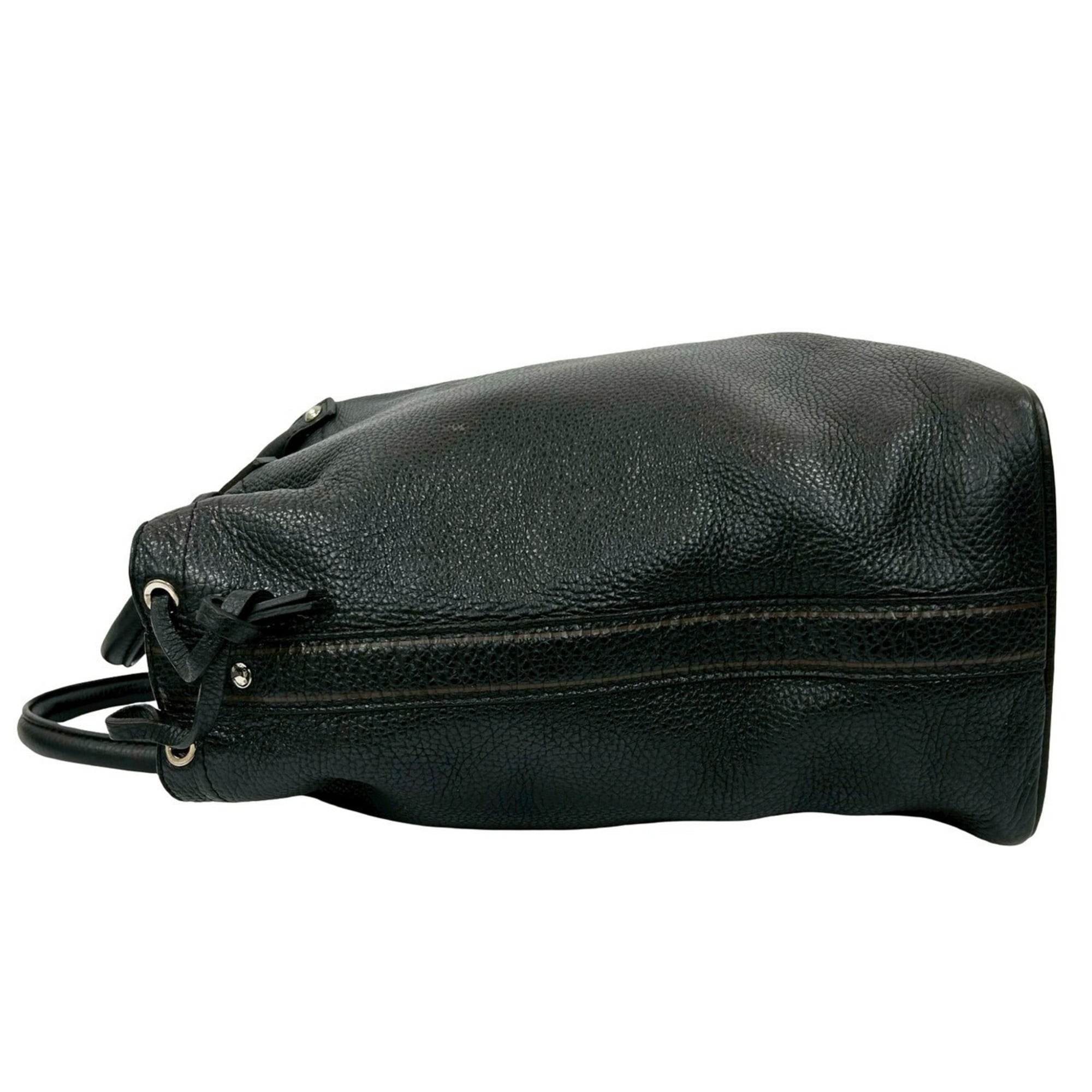 Louis Vuitton Black Leather Handbag Tote Bag