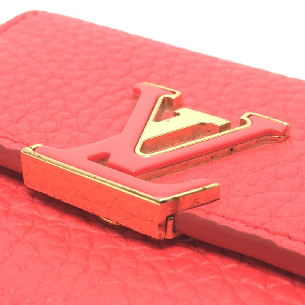 Louis Vuitton Red Color Leather Wallet (Tri-Fold)