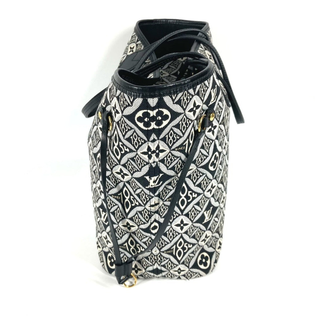 Louis Vuitton Black White Jacquard Leather Shoulder Bag Tote Bag