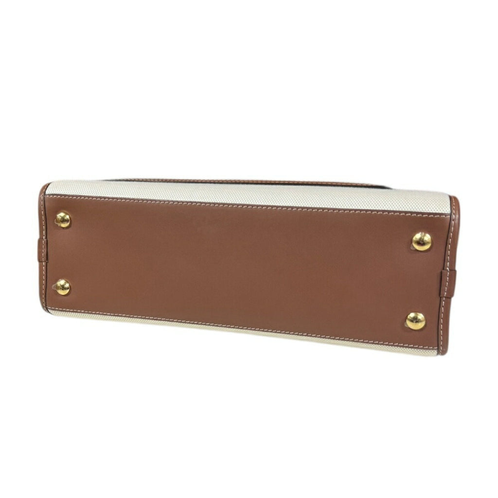 Burberry Beige Brown Canvas Leather Shoulder Bag