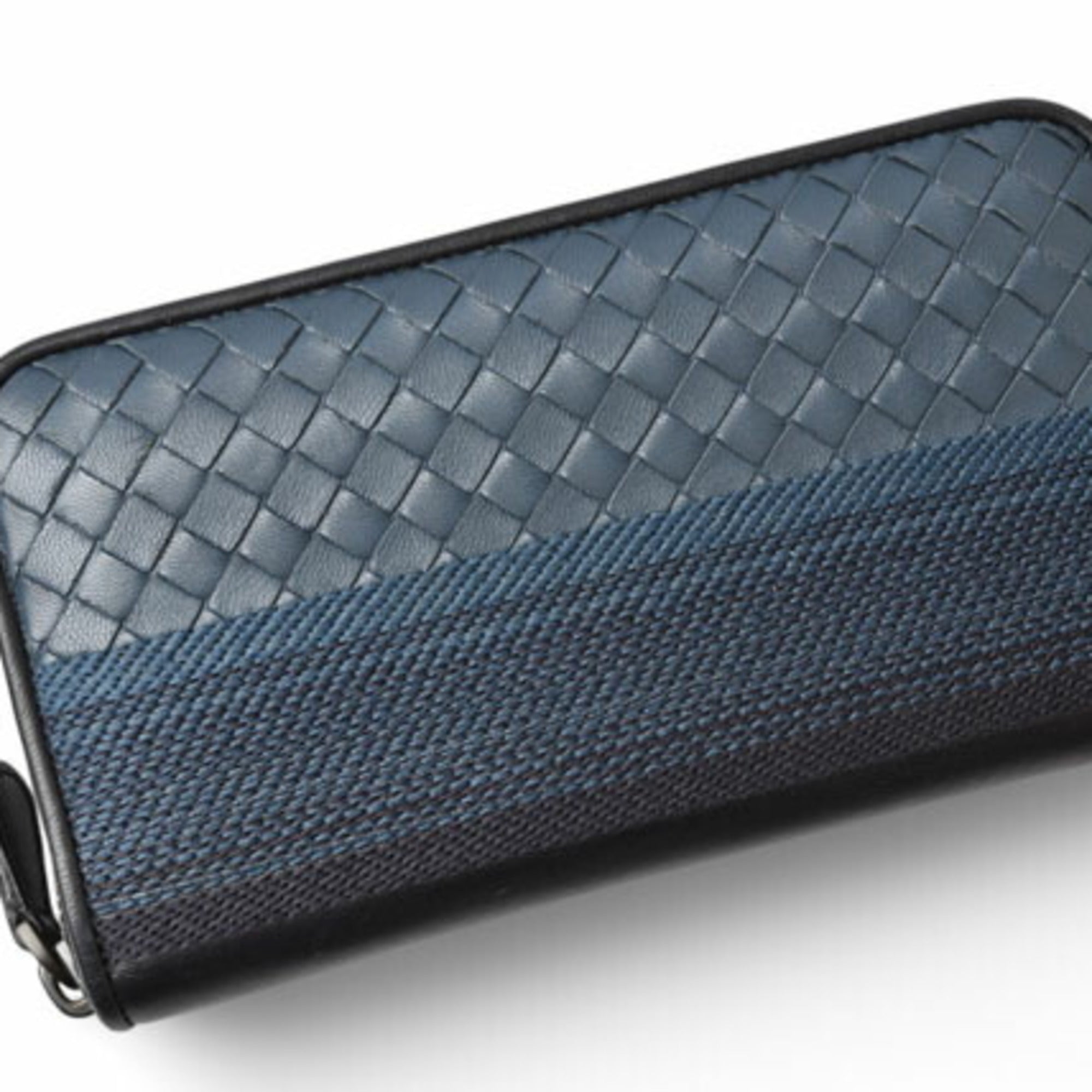 Bottega Veneta Navy Leather Long Wallet (Bi-Fold)