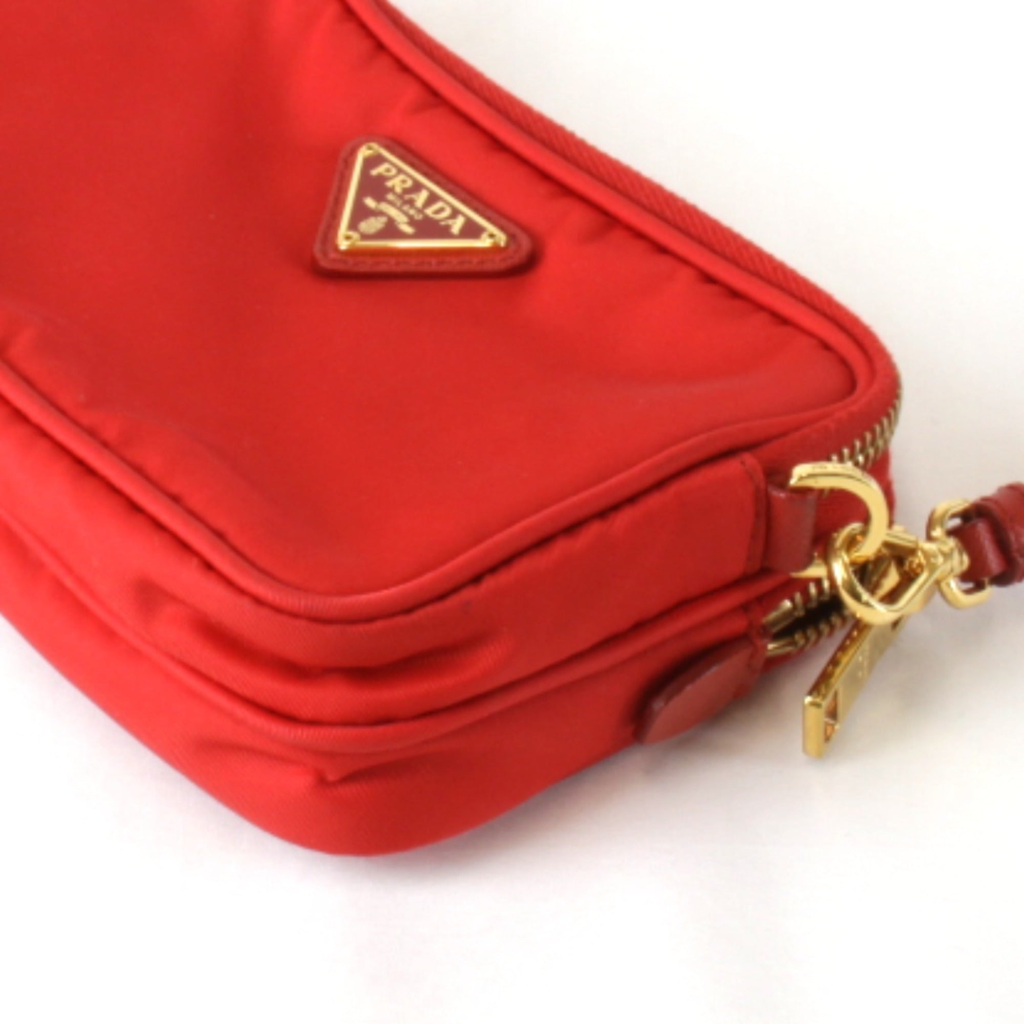 Prada Red Color Nylon Shoulder Bag