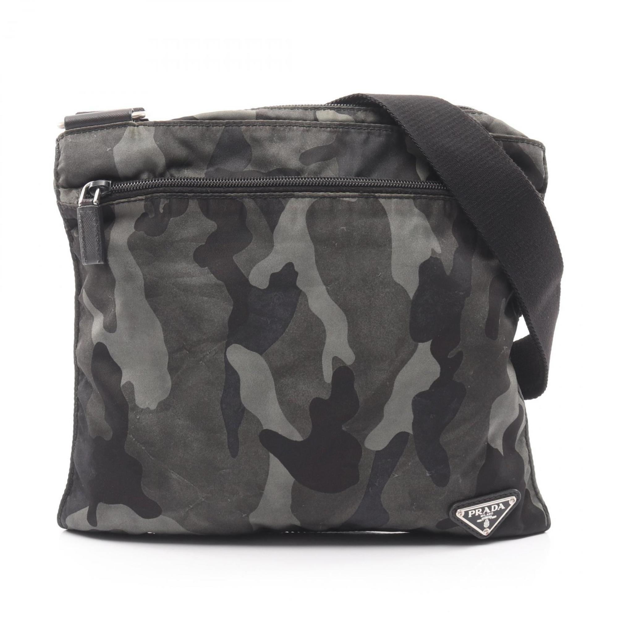 Prada Green Multi-Color Nylon Shoulder Bag