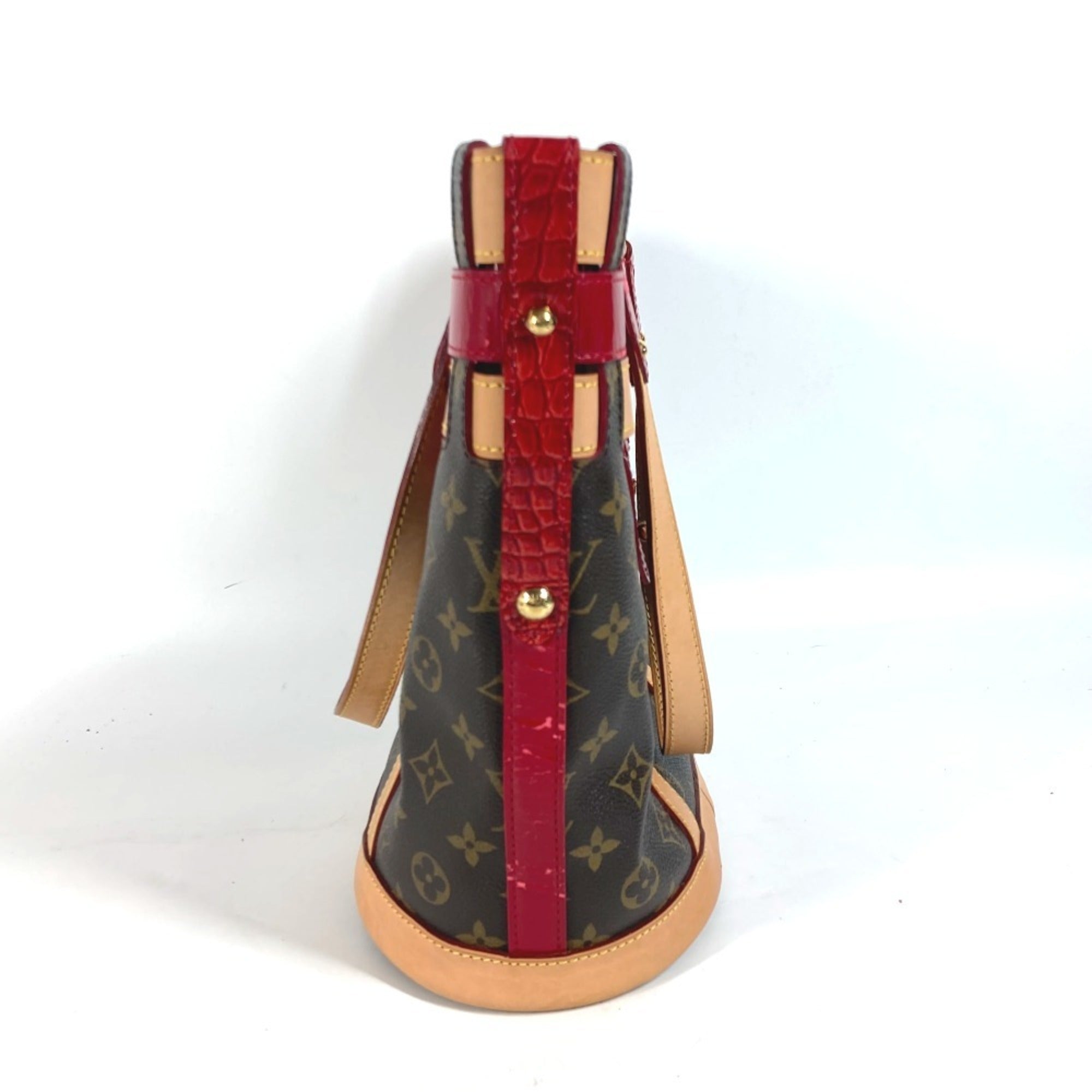 Louis Vuitton Brown Red Color Monogram Patent Leather Shoulder Bag Tote Bag