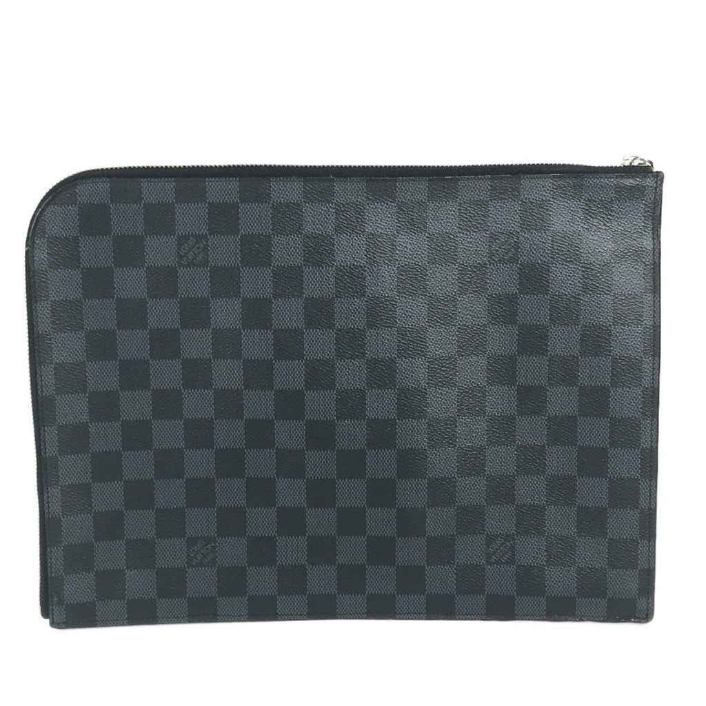 Louis Vuitton Black Red Color White Damier Graphite Clutch Bag Pochette Pouch
