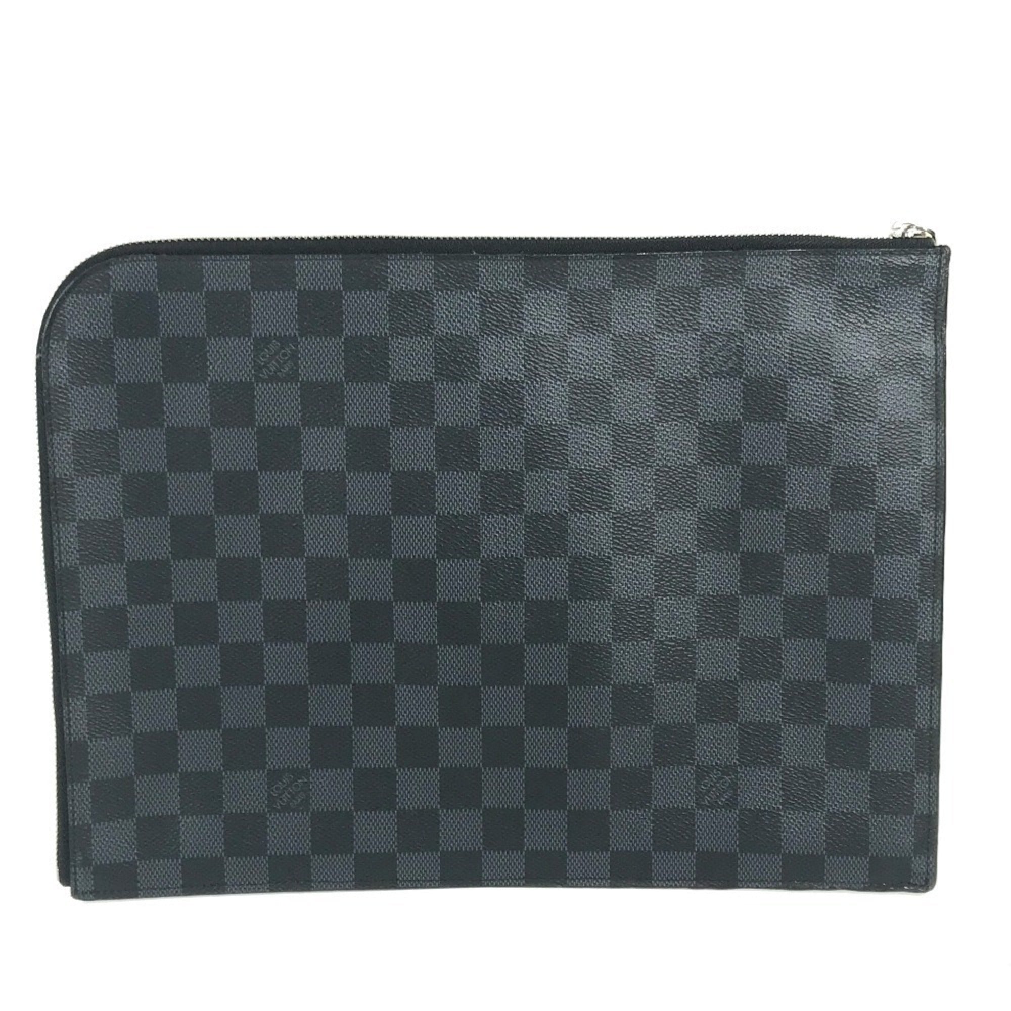 Louis Vuitton Black Red Color White Damier Graphite Clutch Bag Pochette Pouch
