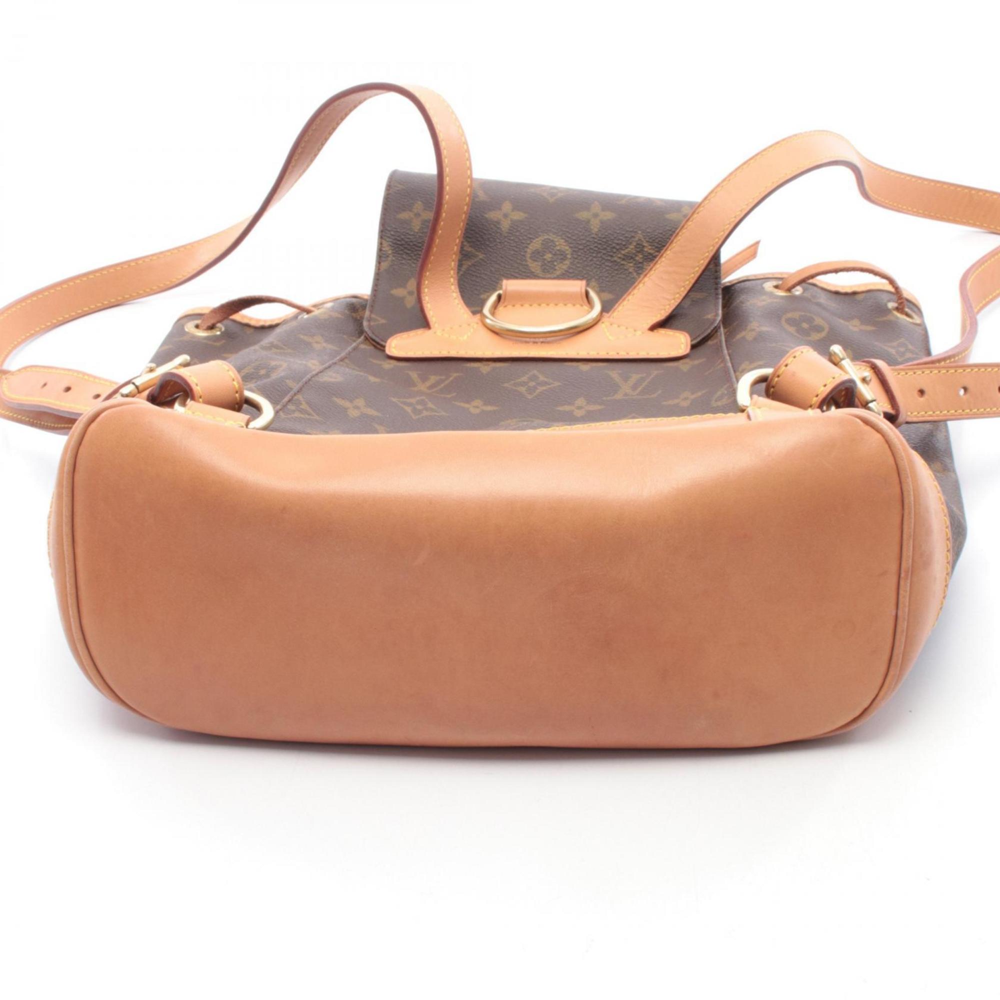 Louis Vuitton Brown Coated Canvas Leather Backpack Handbag