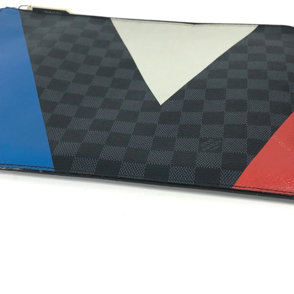 Louis Vuitton Black Red Color White Damier Graphite Clutch Bag Pochette Pouch