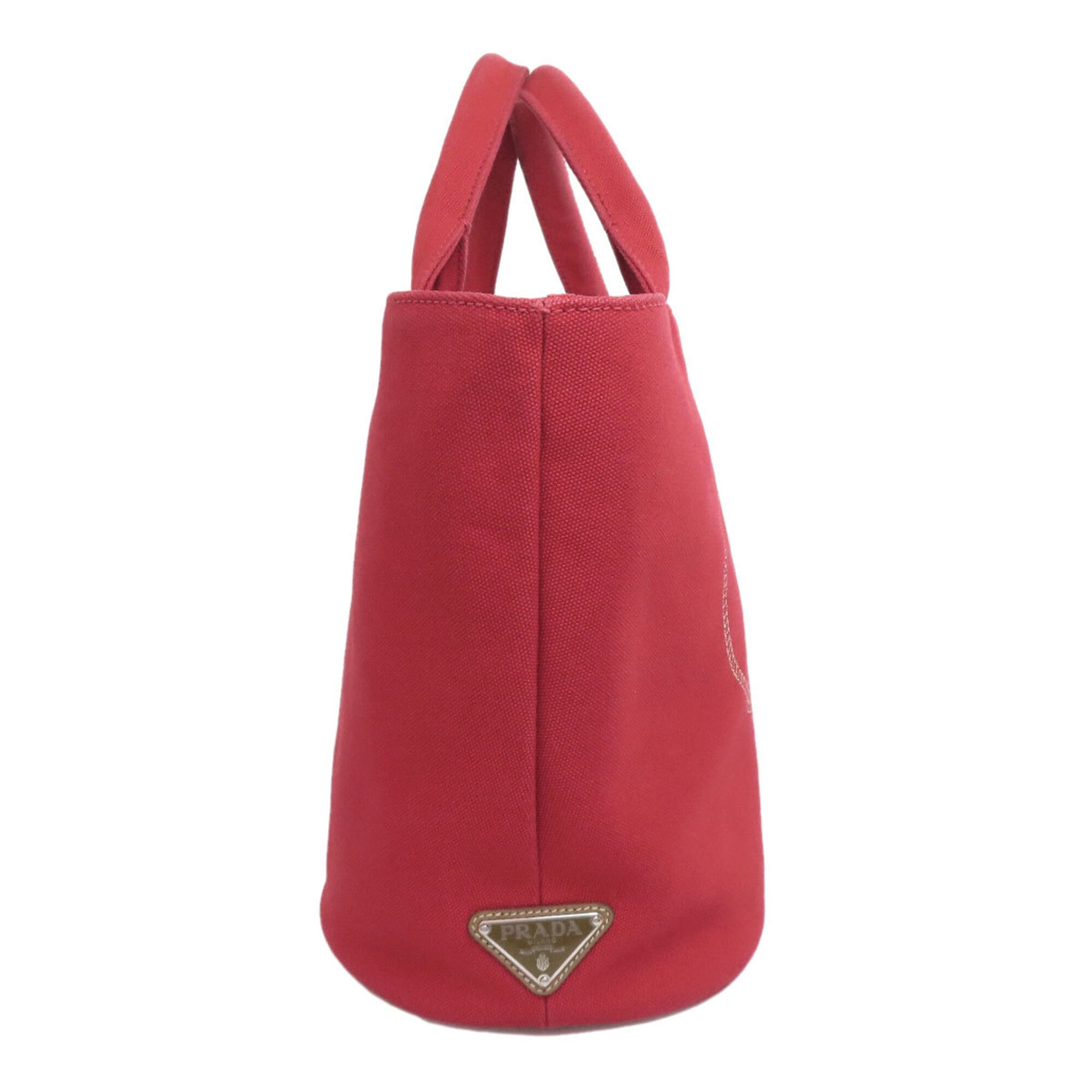 Prada Canapa Red Color Canvas Tote Bag