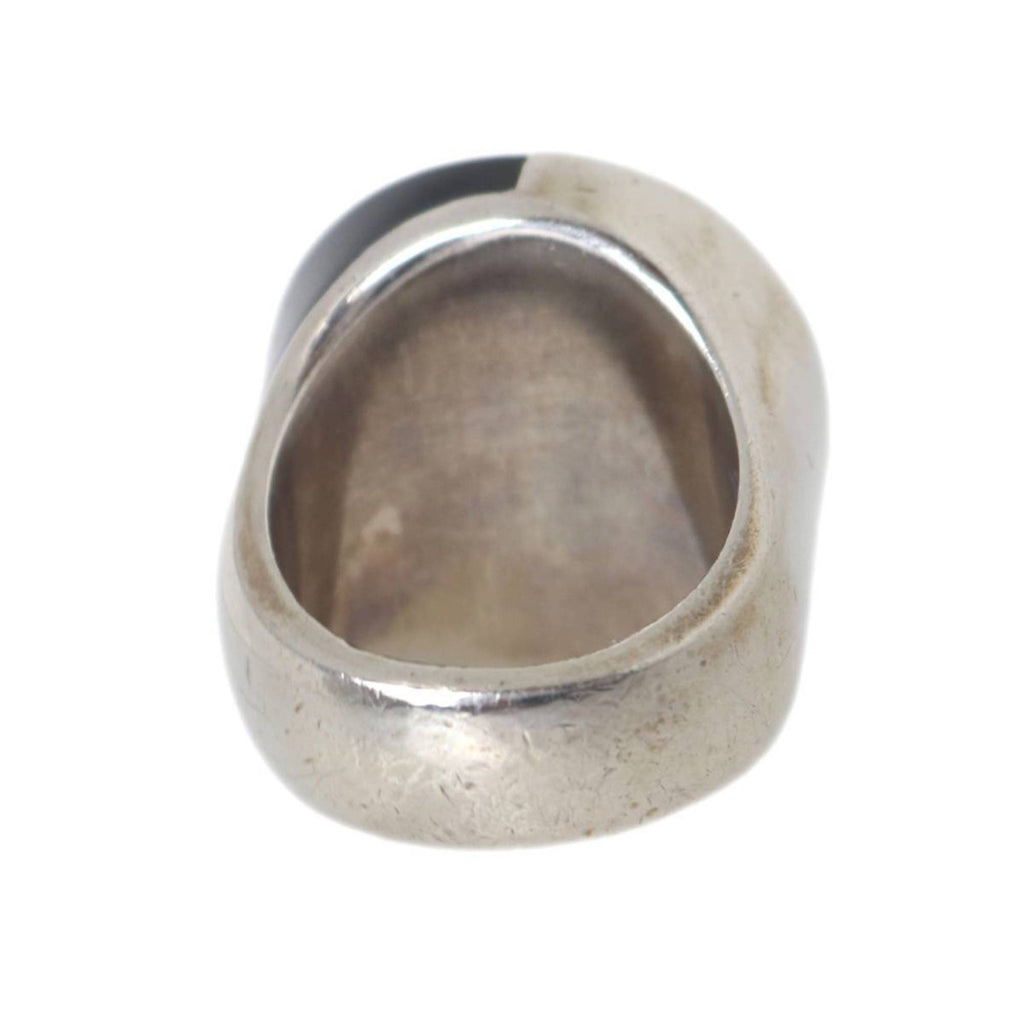 Chanel Silver Black Band Ring