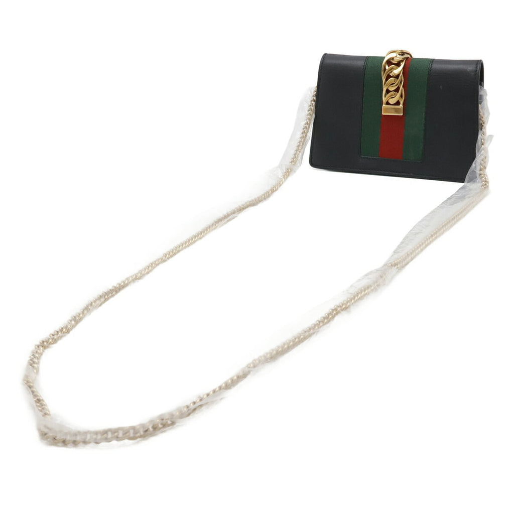 Gucci Black Green Red Color Leather Clutch Bag Pochette (Pre-Owned)