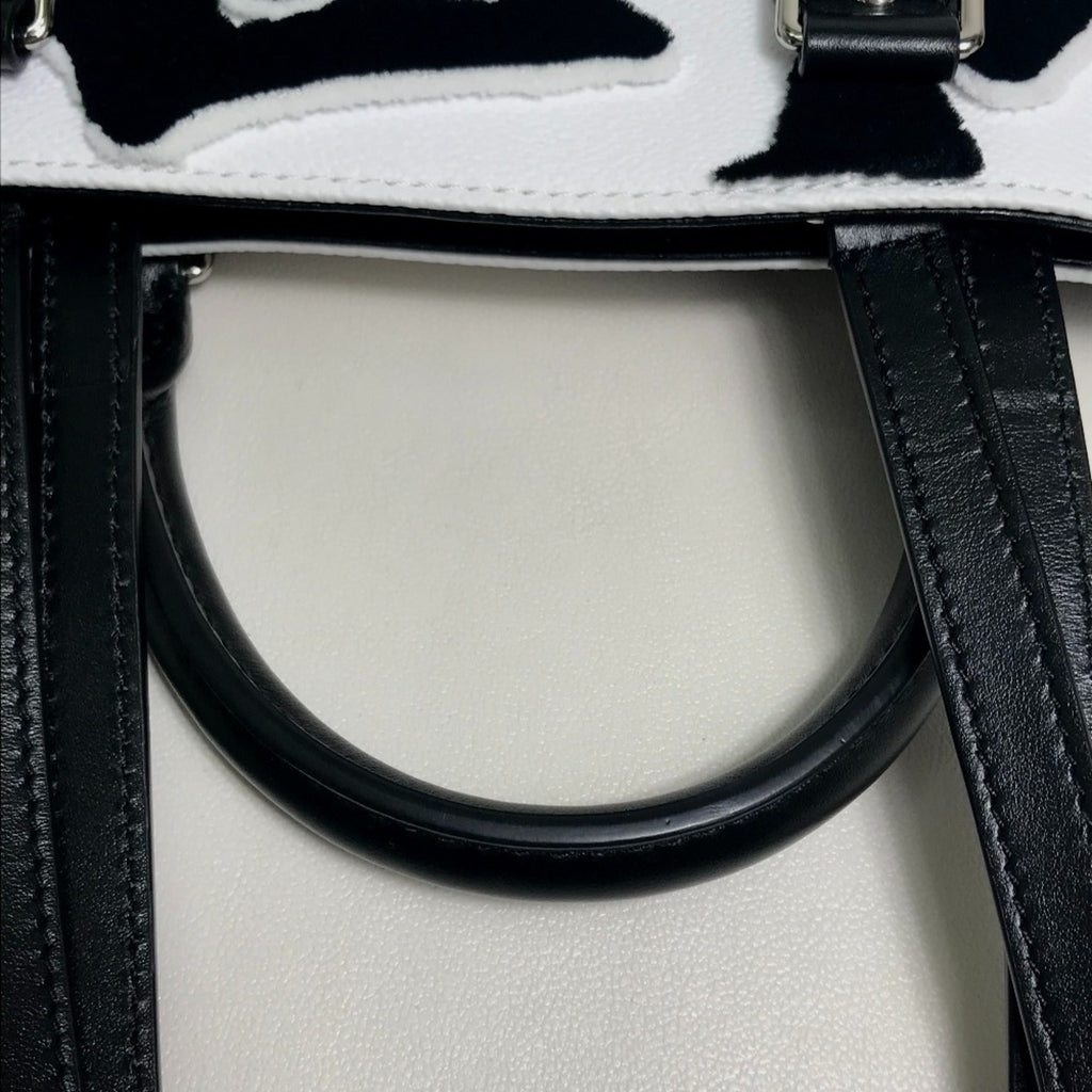 Louis Vuitton Black White Coated Canvas Handbag Tote Bag