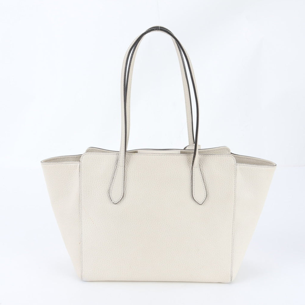 Gucci White Leather Handbag Shoulder Bag Tote Bag (Pre-Owned)