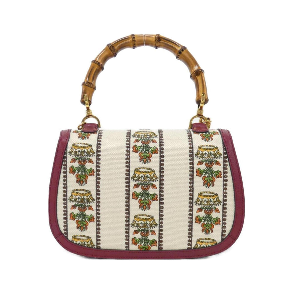 Gucci Ivory Red Color Canvas Leather Handbag (Pre-Owned)