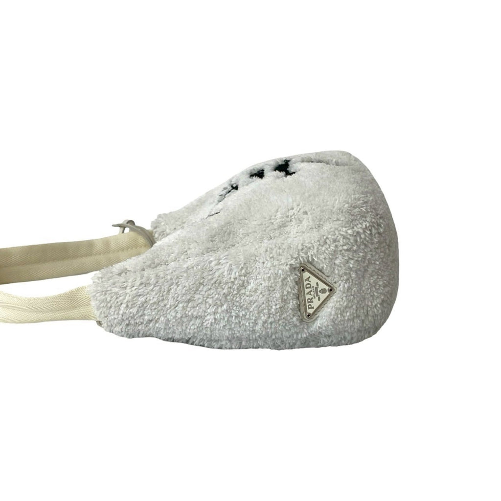 Prada White Pile Fabric Handbag Pouch