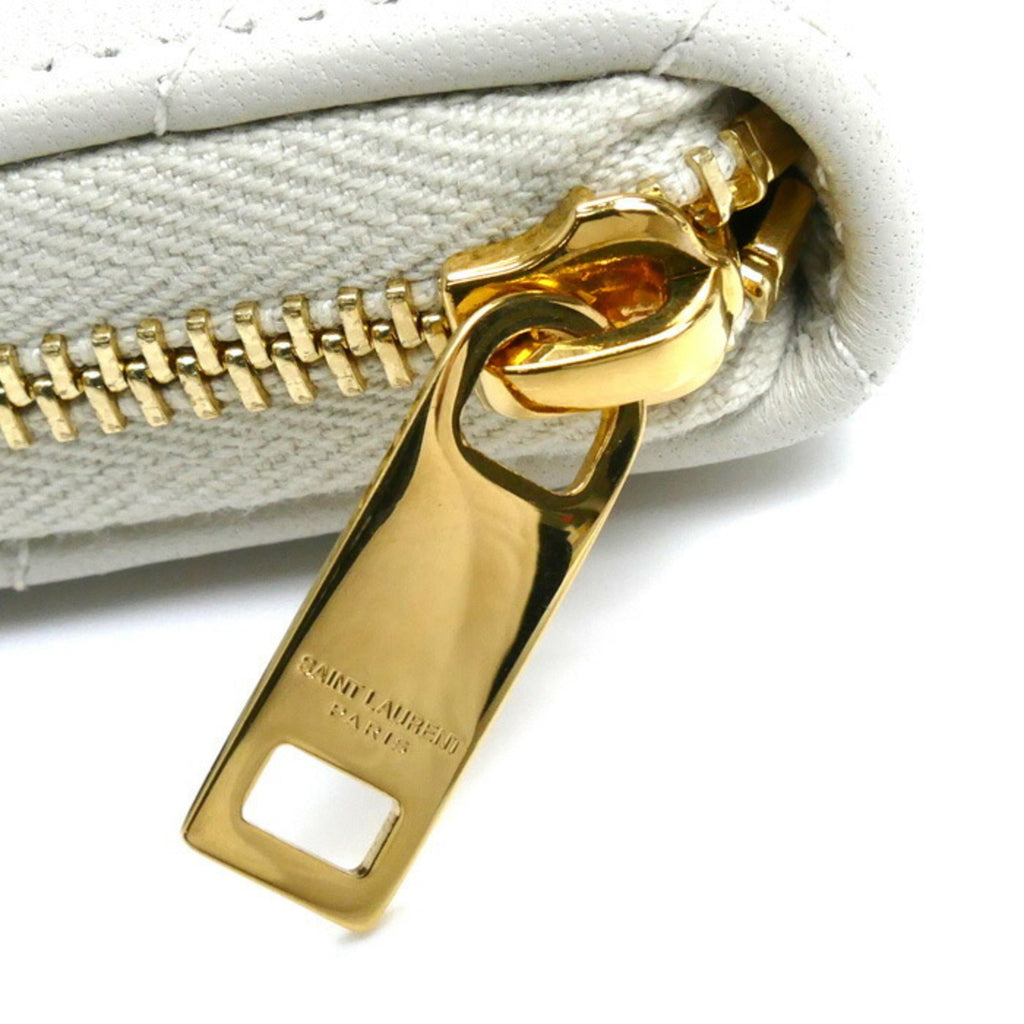 Saint Laurent Ivory Leather Coin Purse/Coin Case (Pre-Owned)