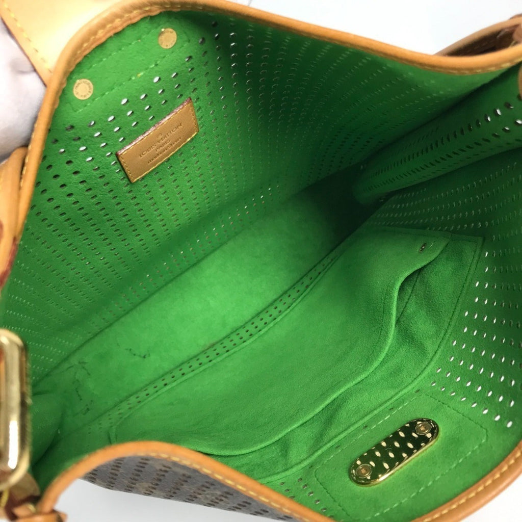 Louis Vuitton Brown Green Monogram Perforated Shoulder Bag