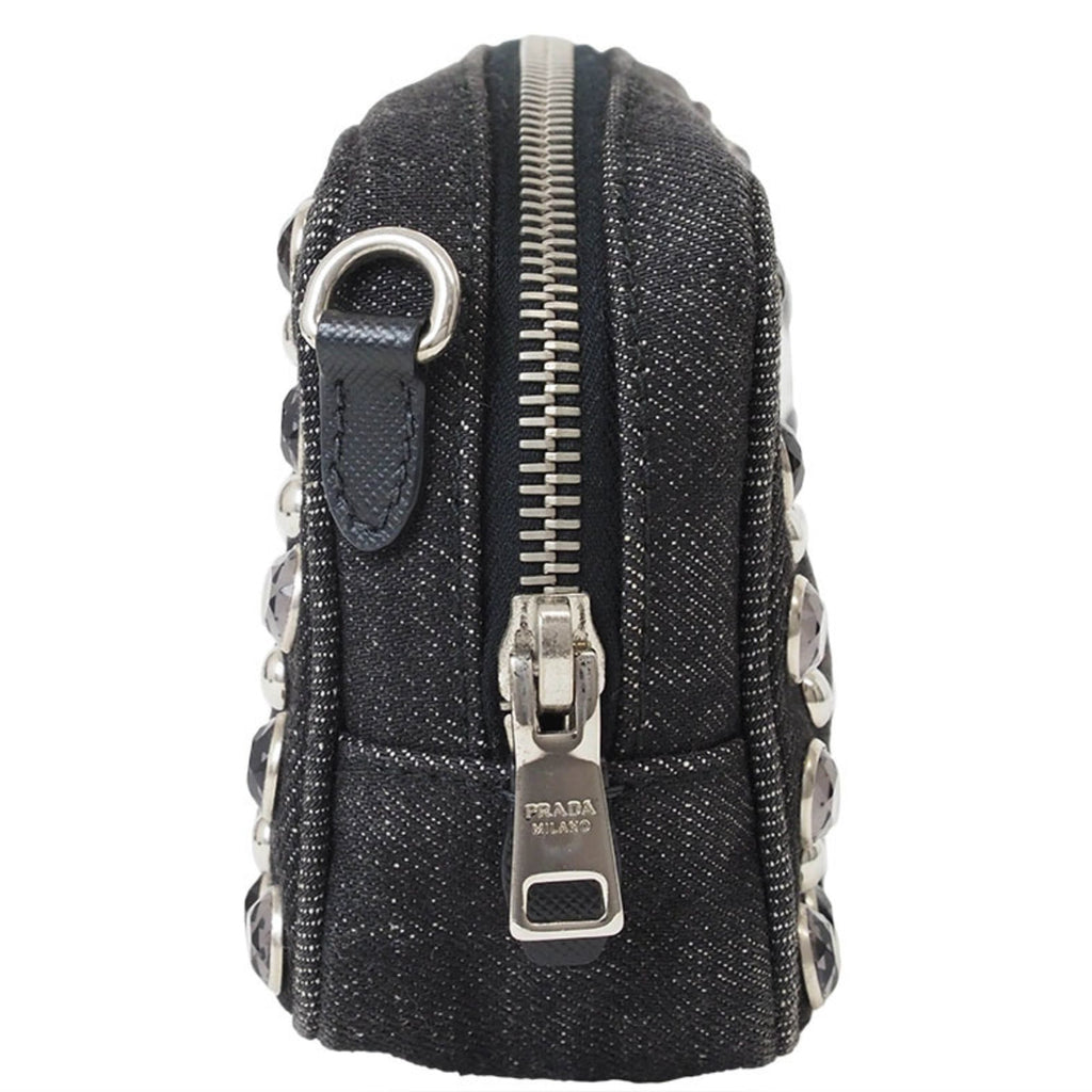 Prada Black Cotton Pochette Pouch Shoulder Bag