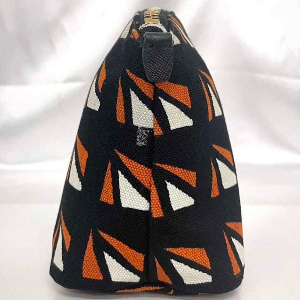 Prada Black Orange Canvas Leather Pouch