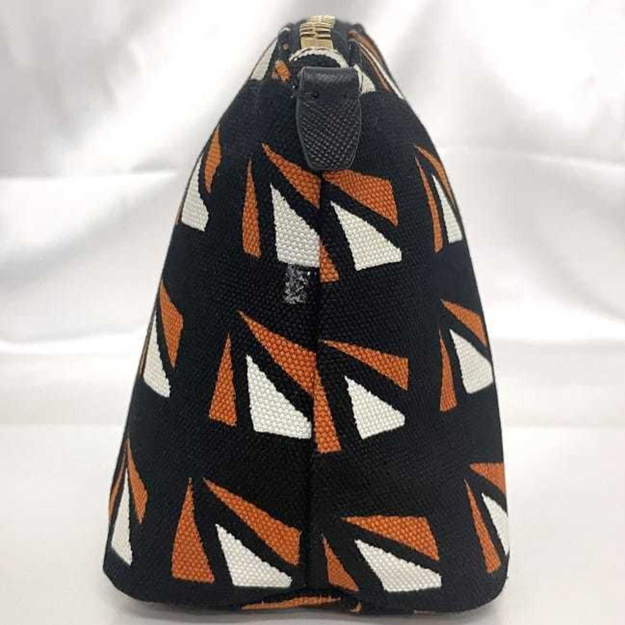 Prada Black Orange Canvas Leather Pouch