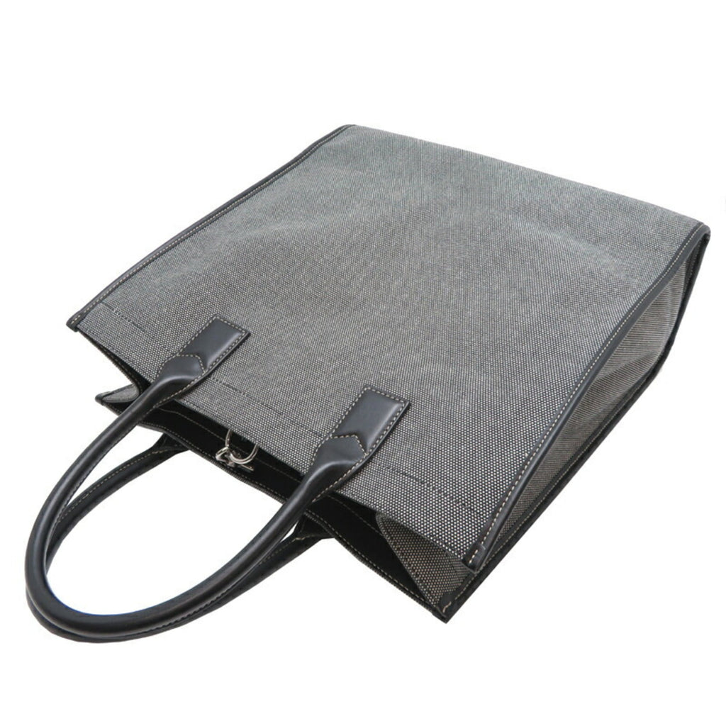 Burberry Gray Canvas Leather Tote Bag