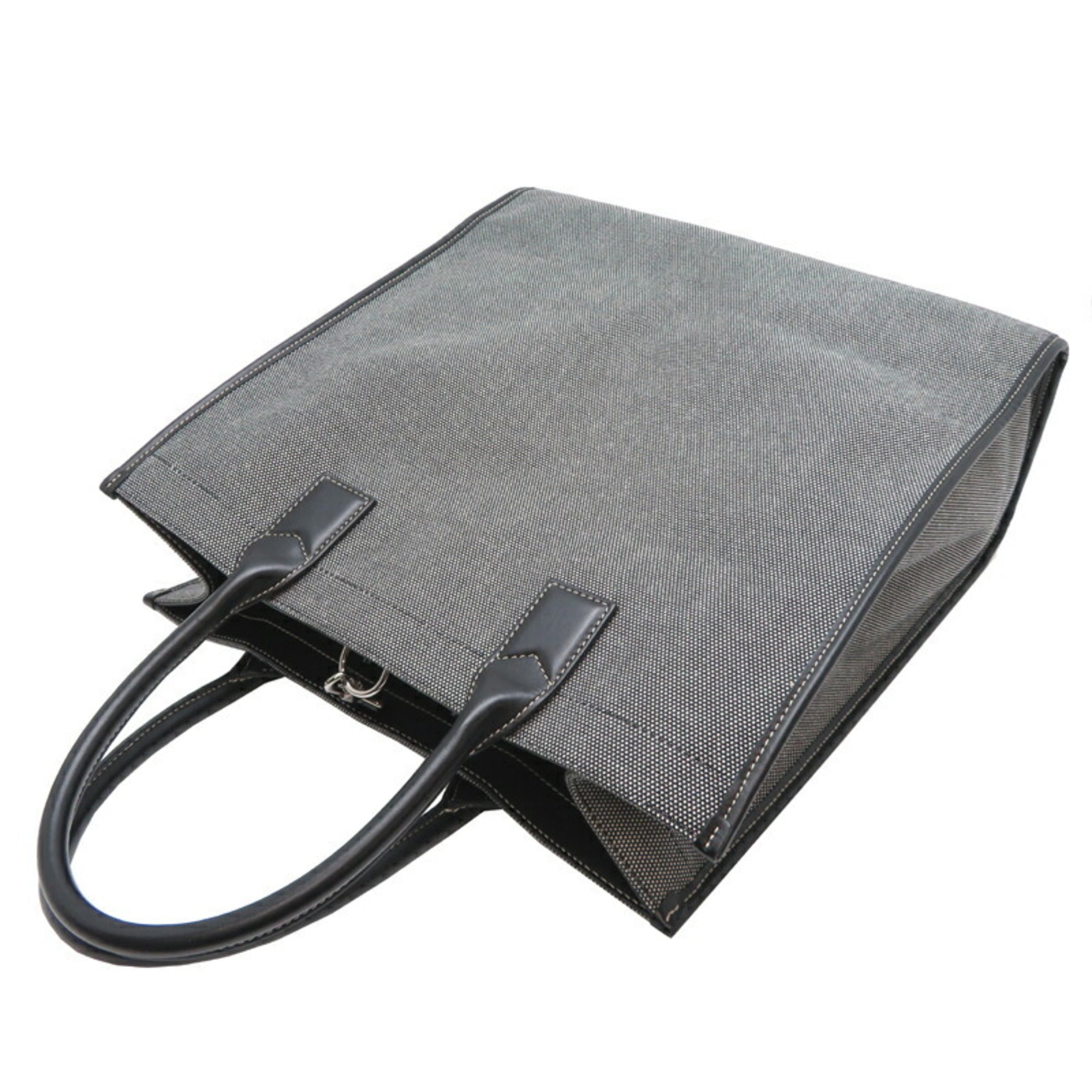 Burberry Gray Canvas Leather Tote Bag
