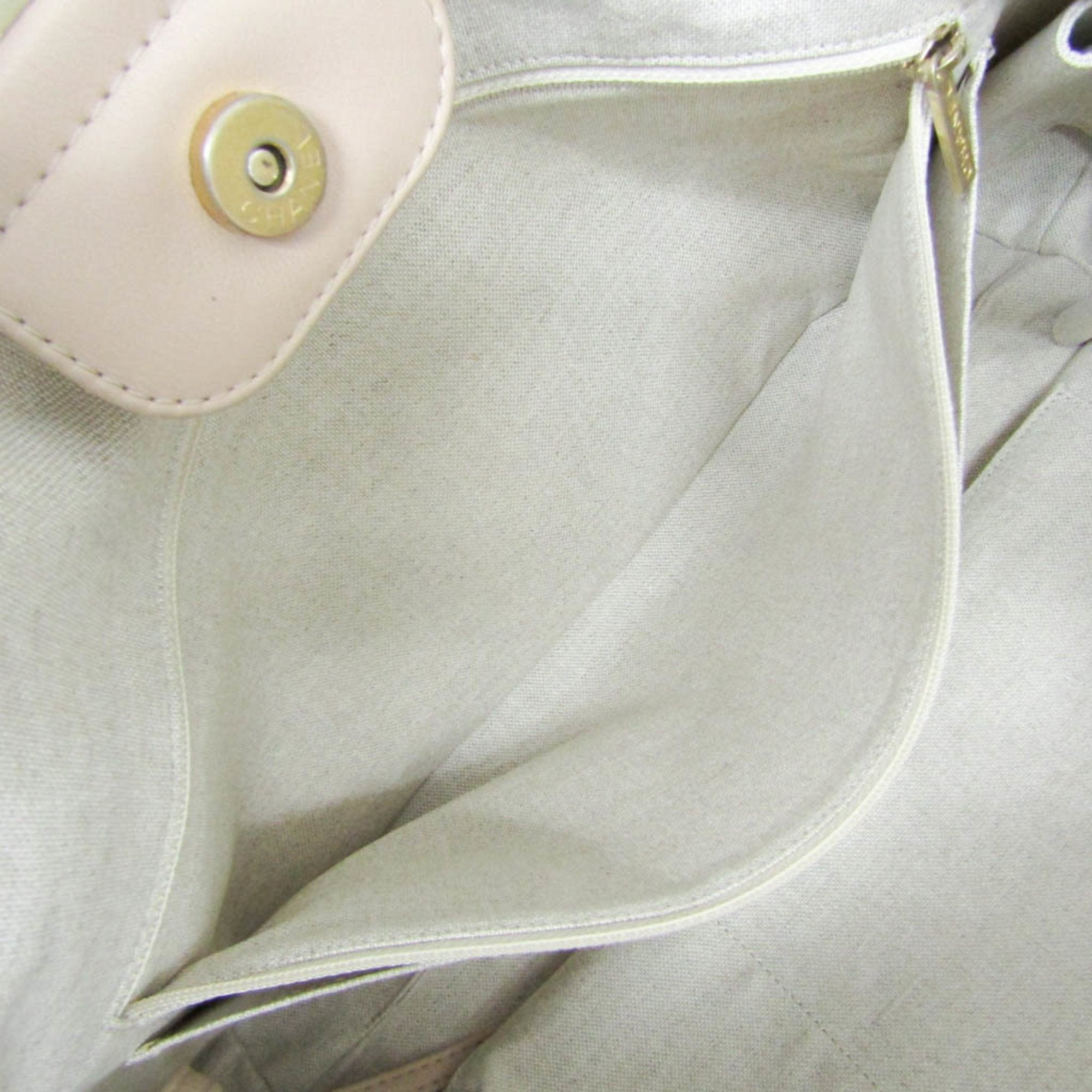 Chanel Multi-Color Pink Beige Canvas Leather Handbag Tote Bag