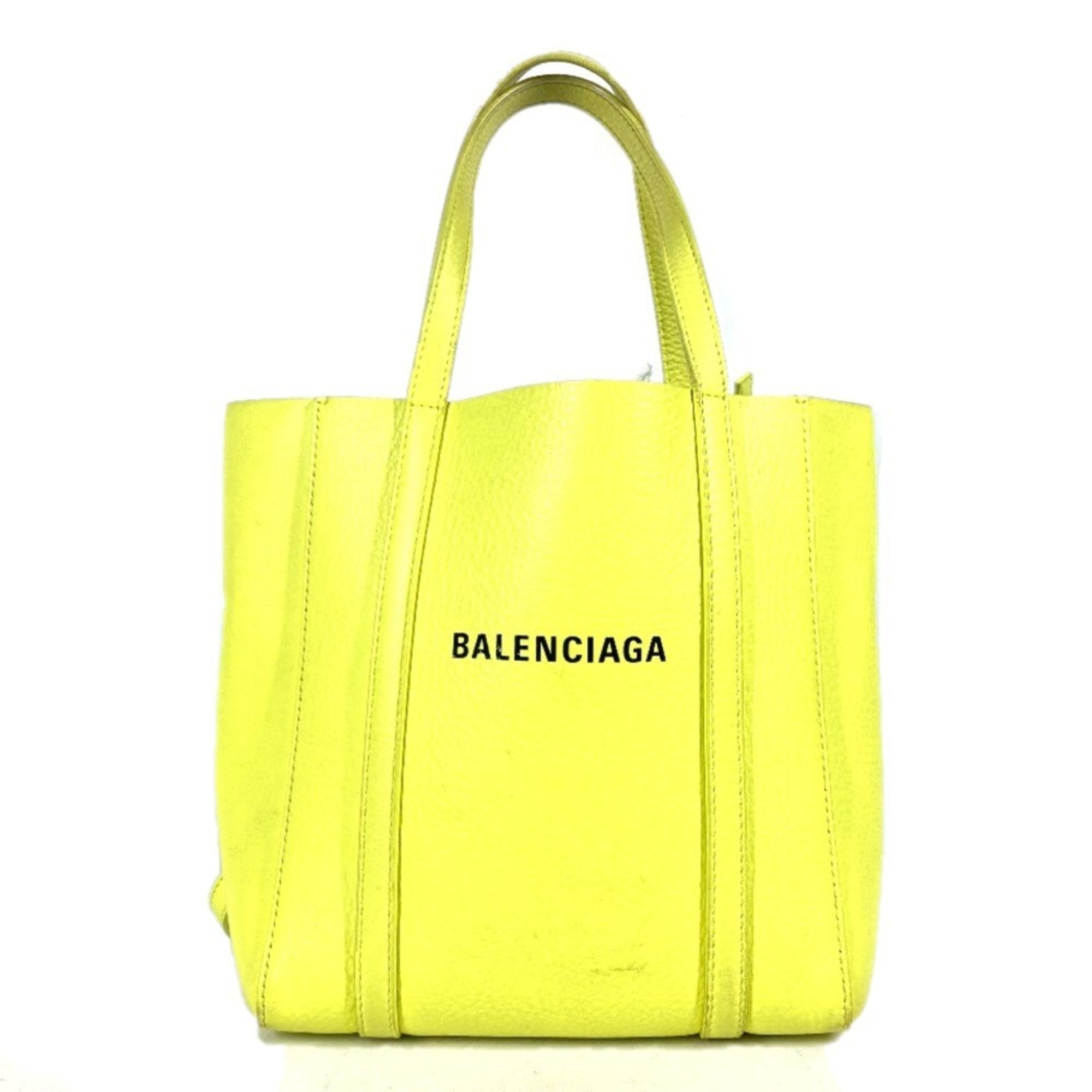 Balenciaga Black Yellow Leather Shoulder Bag Tote