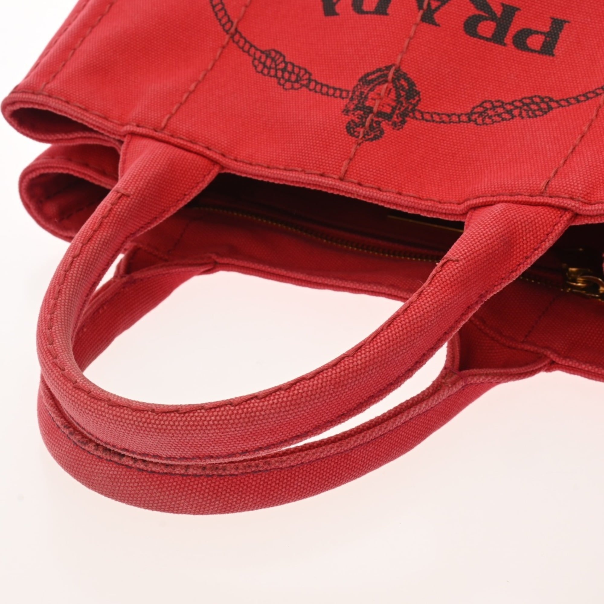 Prada Canapa Red Color Canvas Handbag
