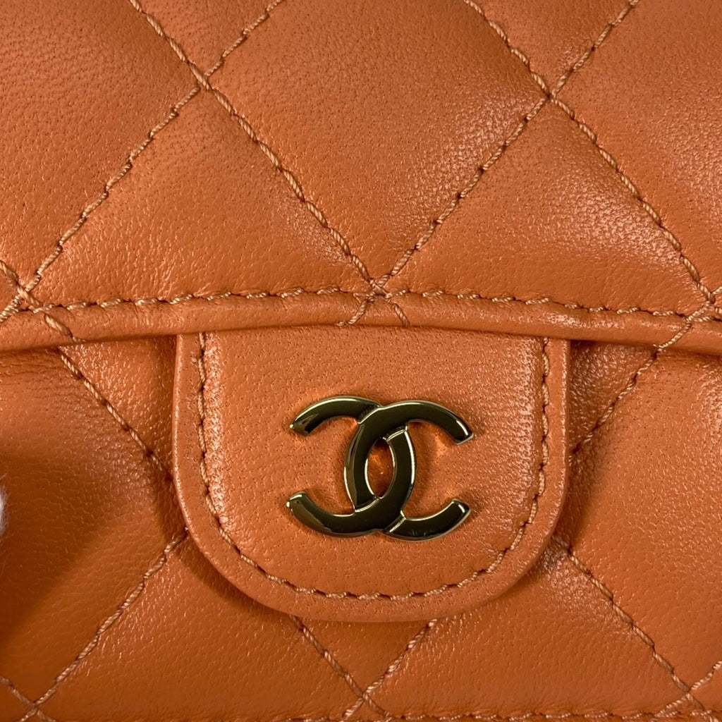 Chanel Orange Leather Wallet (Tri-Fold)