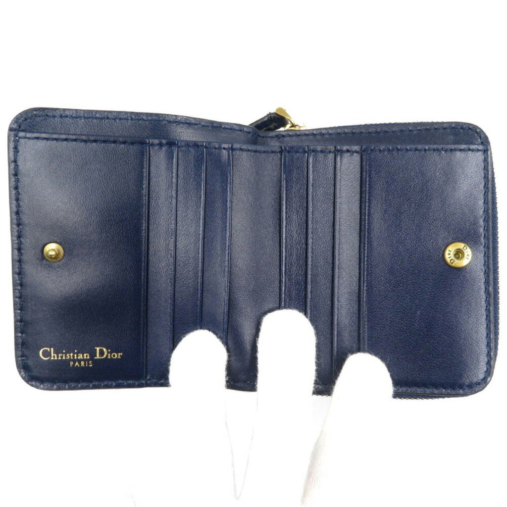 Christian Dior Navy Leather Wallet (Bi-Fold) (Pre-Owned)