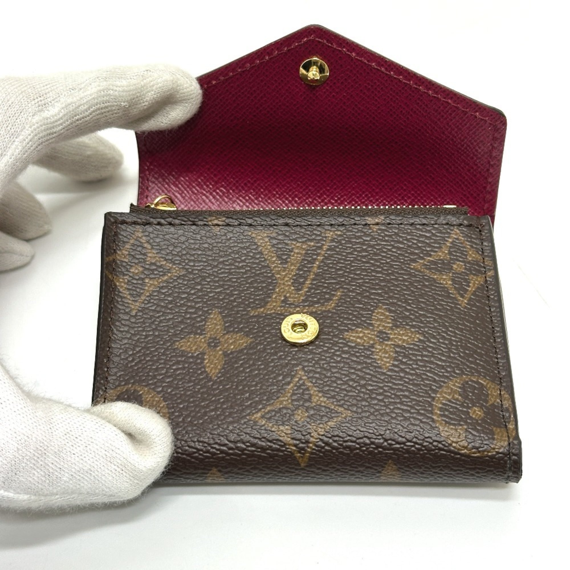 Louis Vuitton Monogram Brown Fuchsia Monogram Wallet (Tri-Fold)