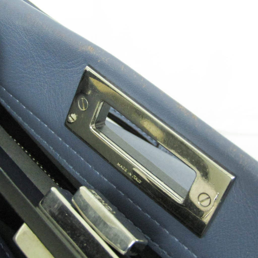 Fendi Peekaboo Blue Leather Handbag Shoulder Bag