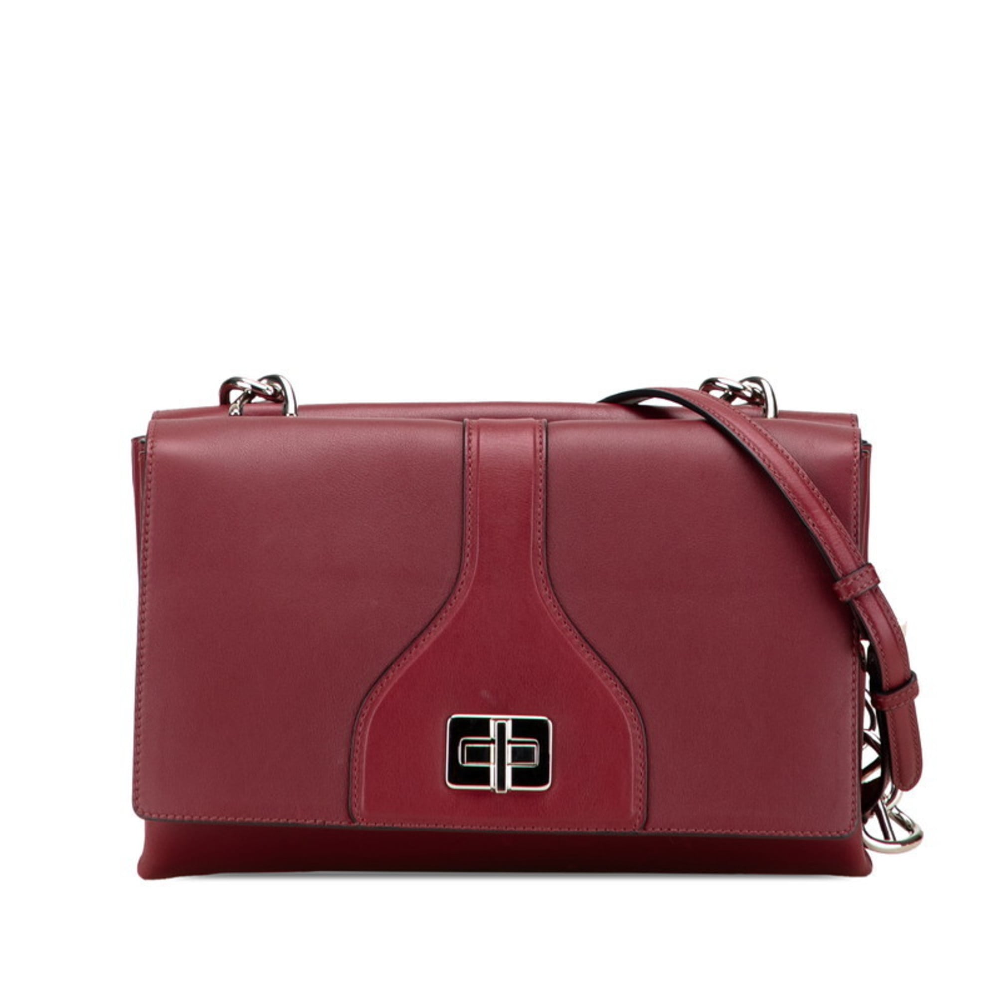 Prada Red Color Leather Shoulder Bag
