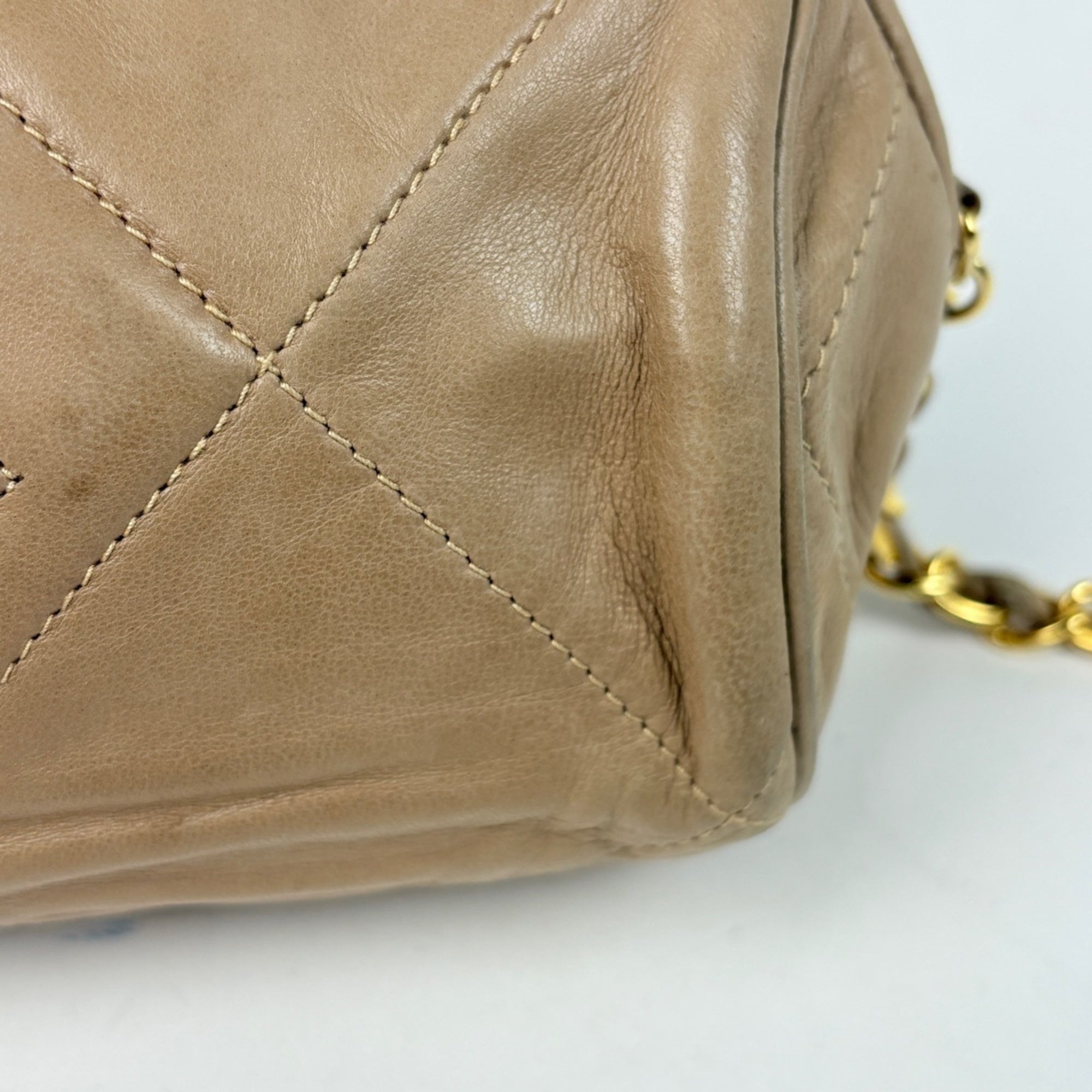 Chanel Matelasse Beige Leather Shoulder Bag