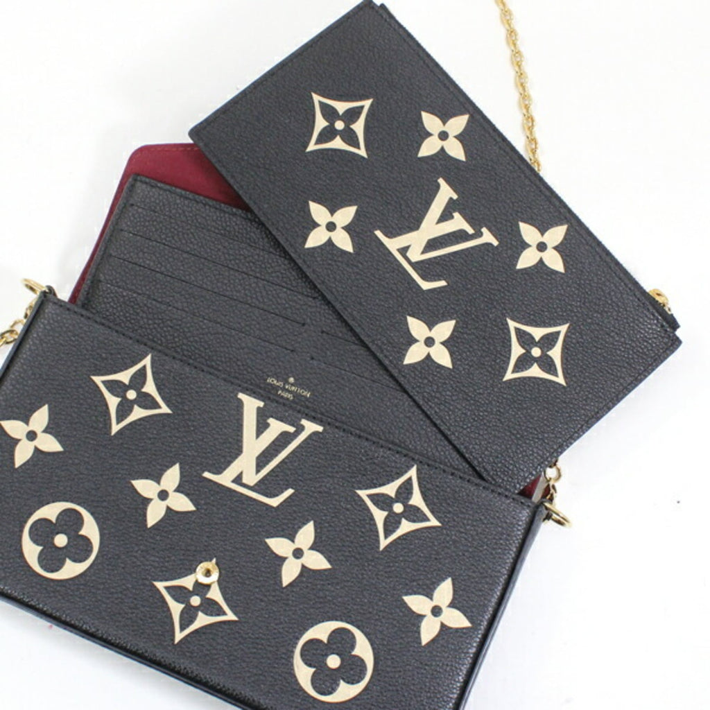 Louis Vuitton Beige Bicolor Black Monogram Empreinte Clutch Bag Pochette Shoulder Bag