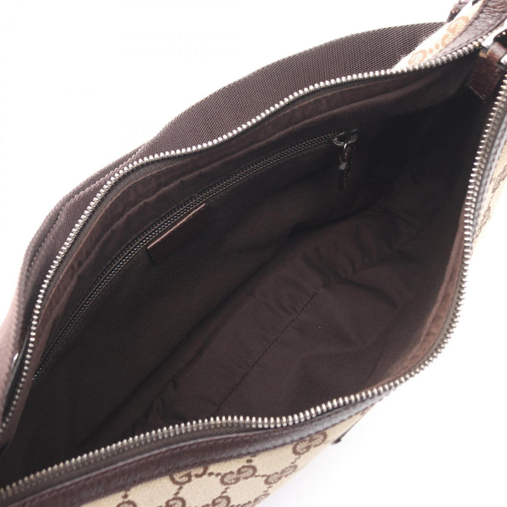 Gucci Beige Brown Canvas Leather Handbag Shoulder Bag (Pre-Owned)