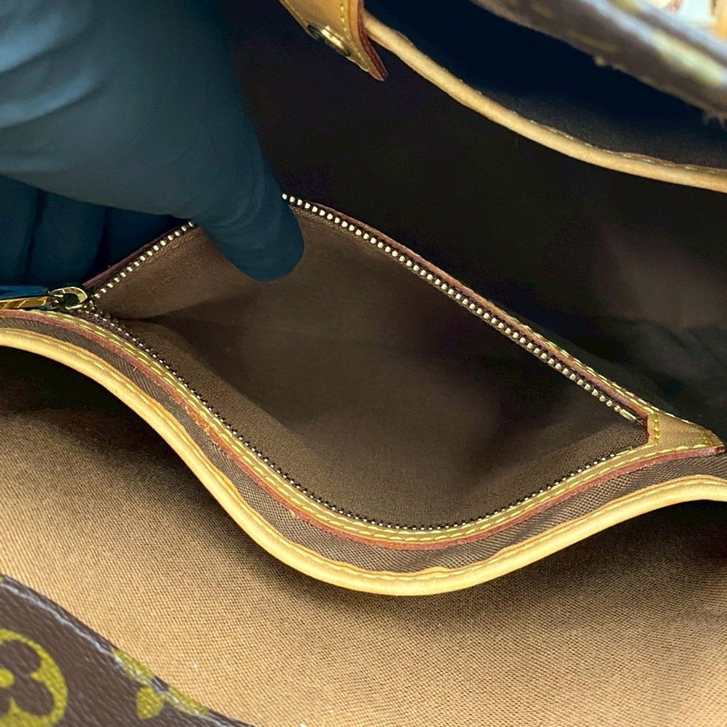 Louis Vuitton Brown Leather Pvc Shoulder Bag Tote Bag