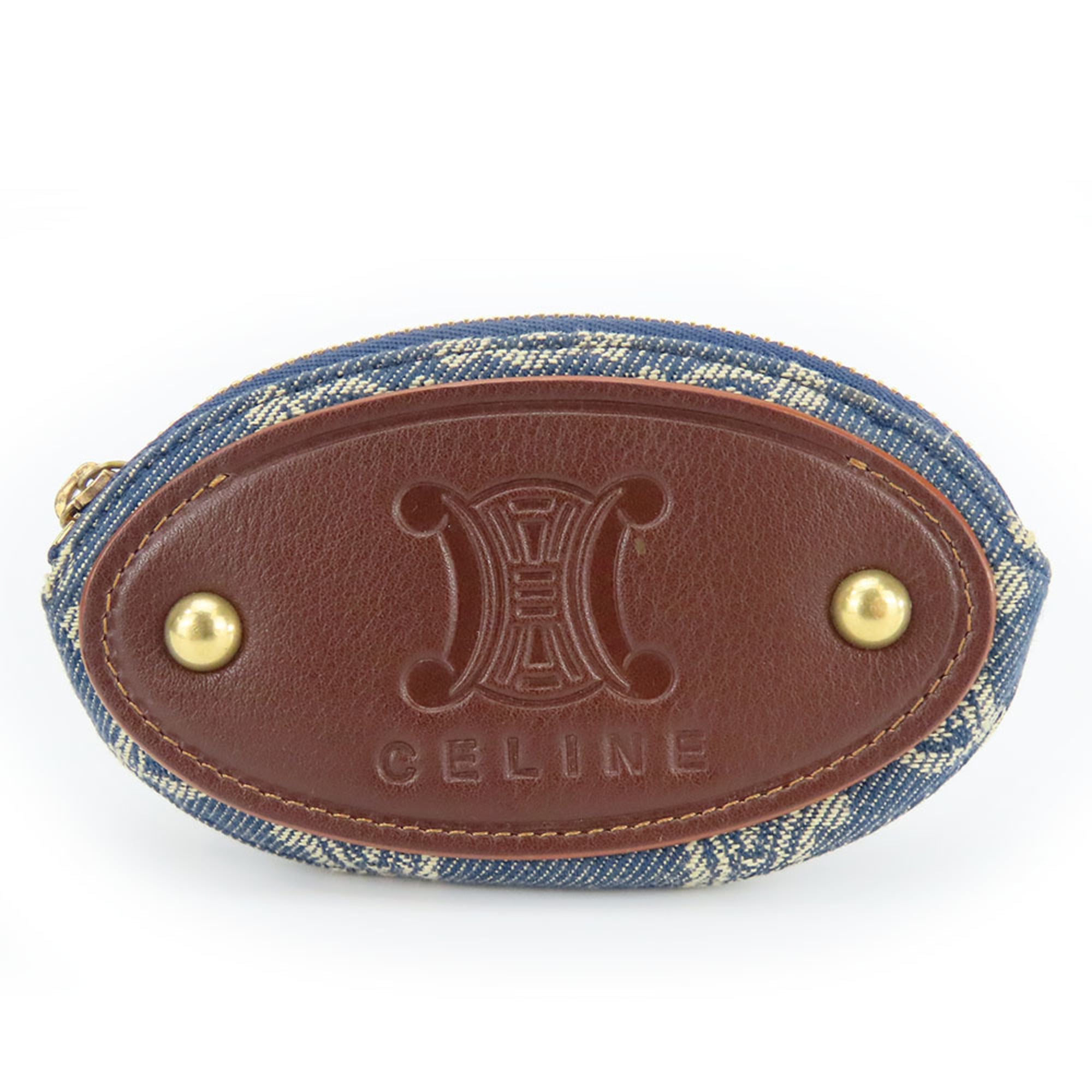 Celine Blue Brown Denim Leather Coin Purse/Coin Case