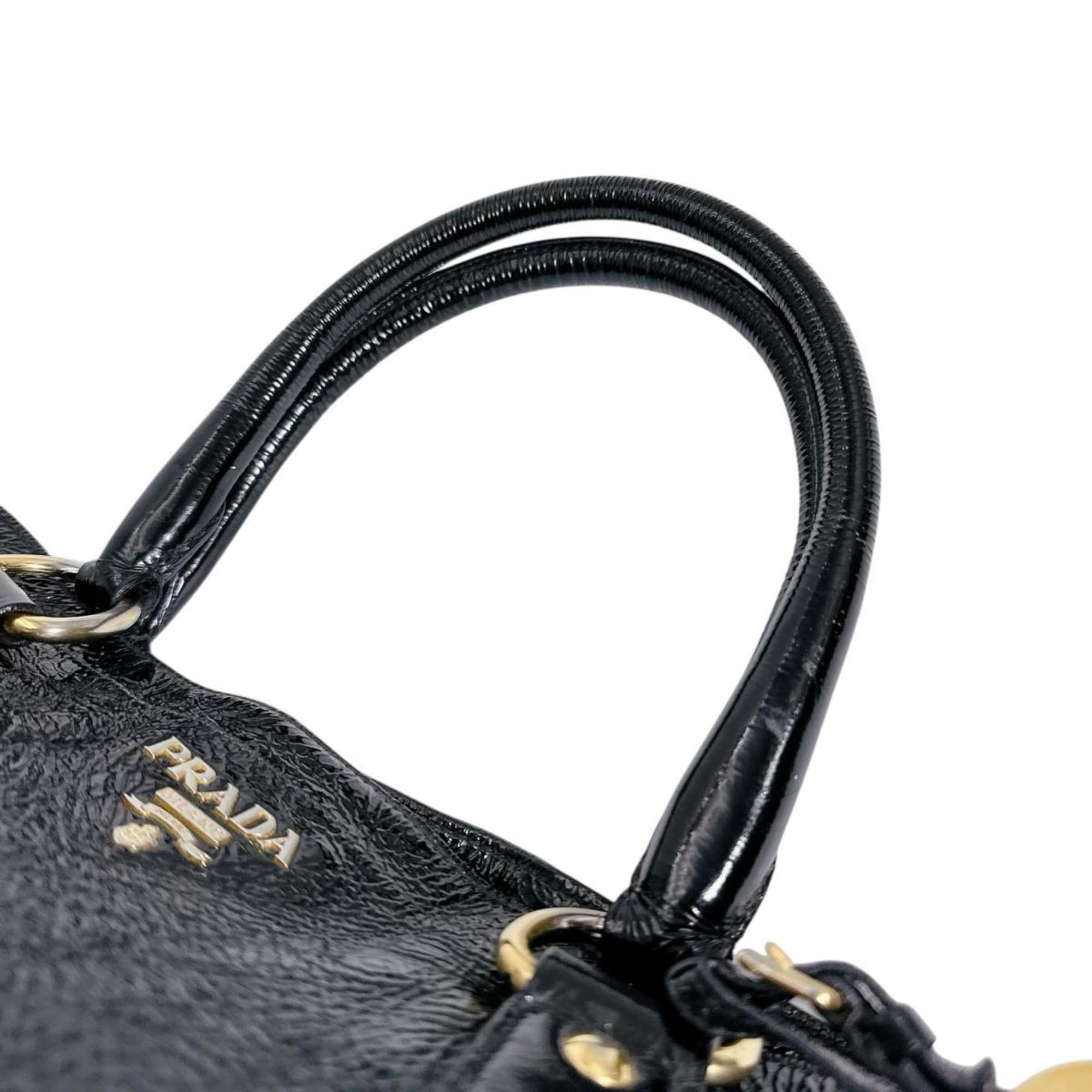 Prada Black Patent Leather Shoulder Bag Tote Bag