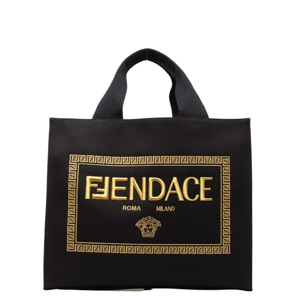 Fendi Black Yellow Canvas Shoulder Bag Tote Bag