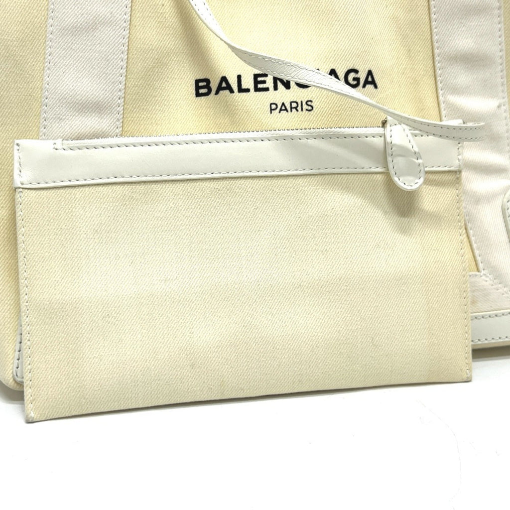 Balenciaga White Canvas Leather Handbag Tote