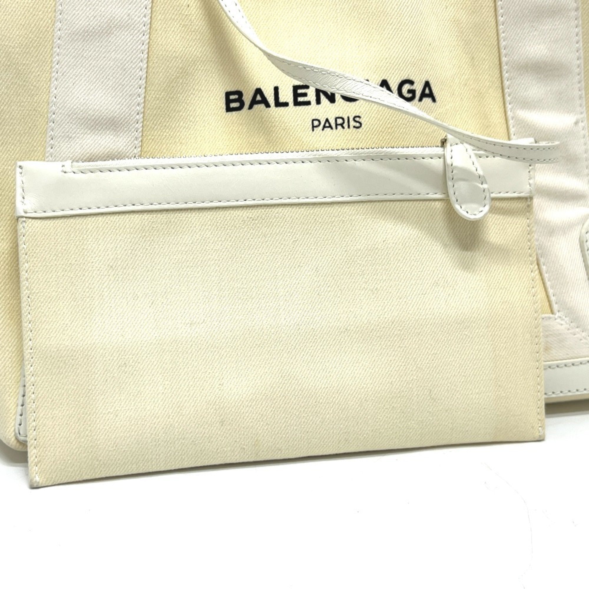 Balenciaga White Canvas Leather Handbag Tote