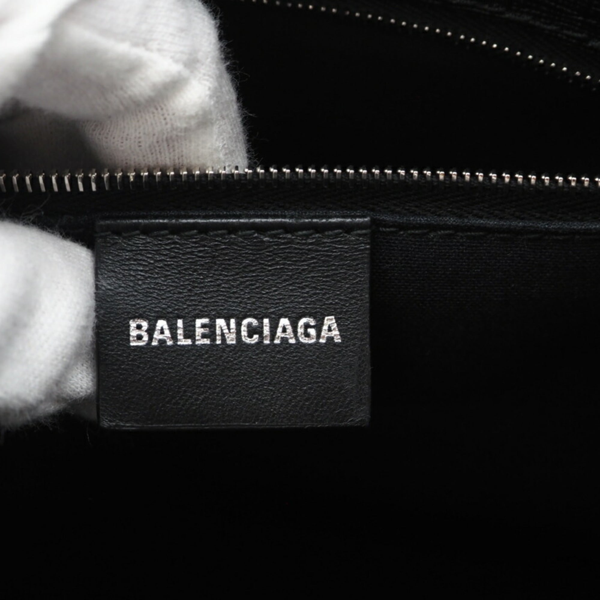 Balenciaga Black Gray Coated Canvas Tote