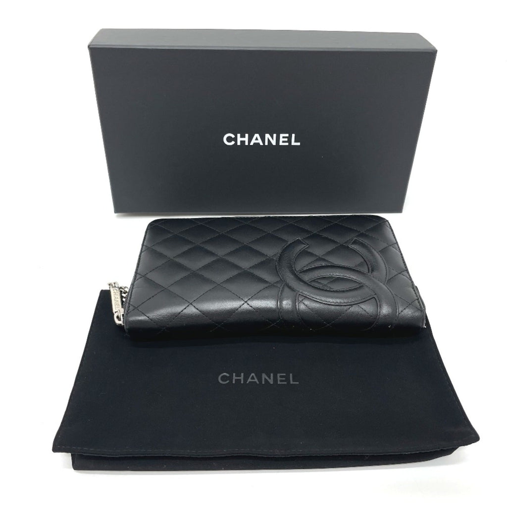 Chanel Black Leather Long Wallet (Bi-Fold)