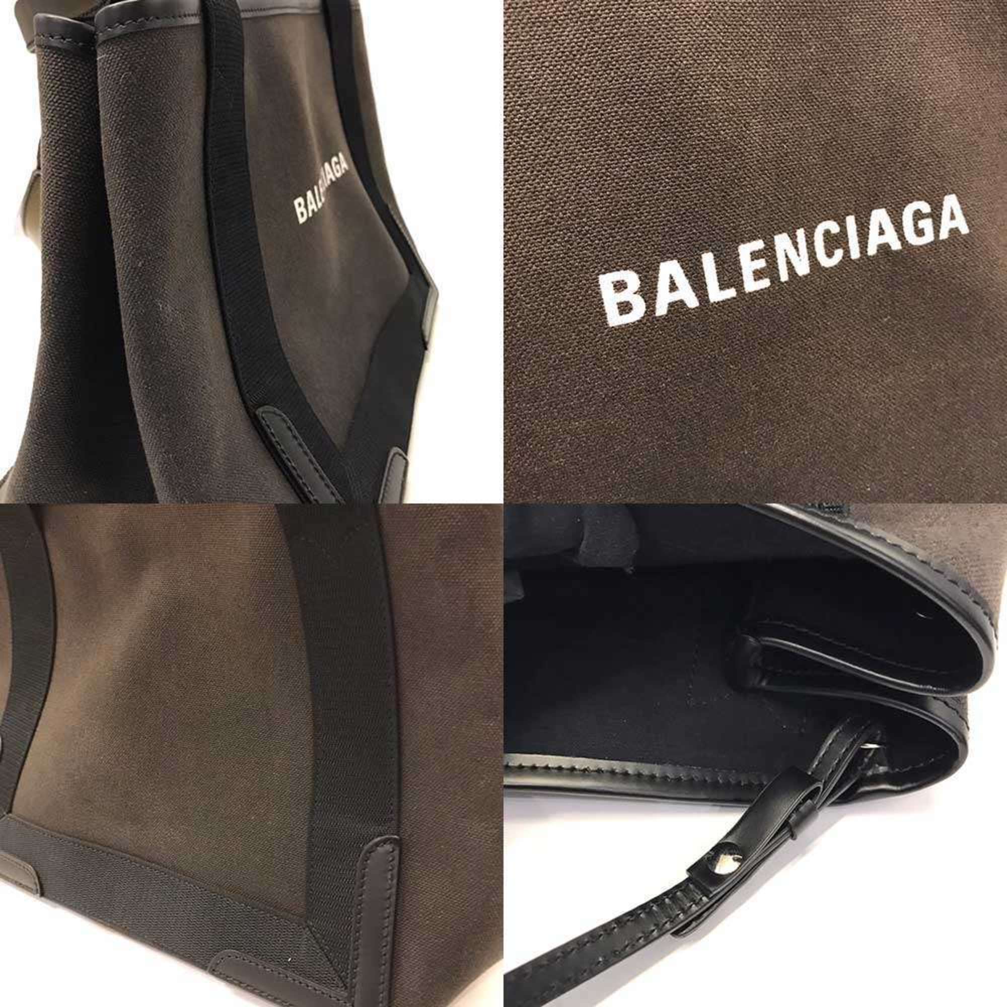 Balenciaga Navy Cotton Canvas Leather Handbag Tote