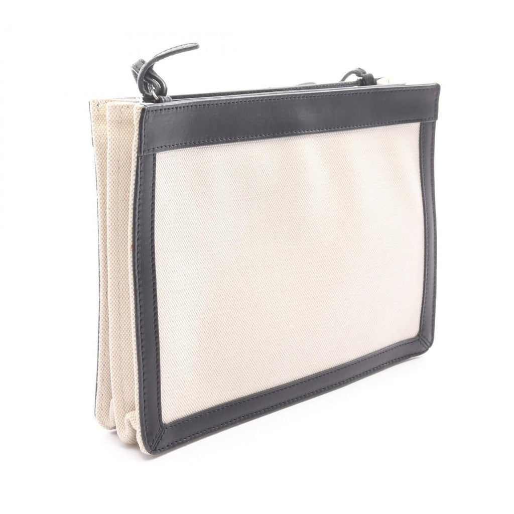 Balenciaga Black Ivory Navy Canvas Leather Handbag Pochette Shoulder