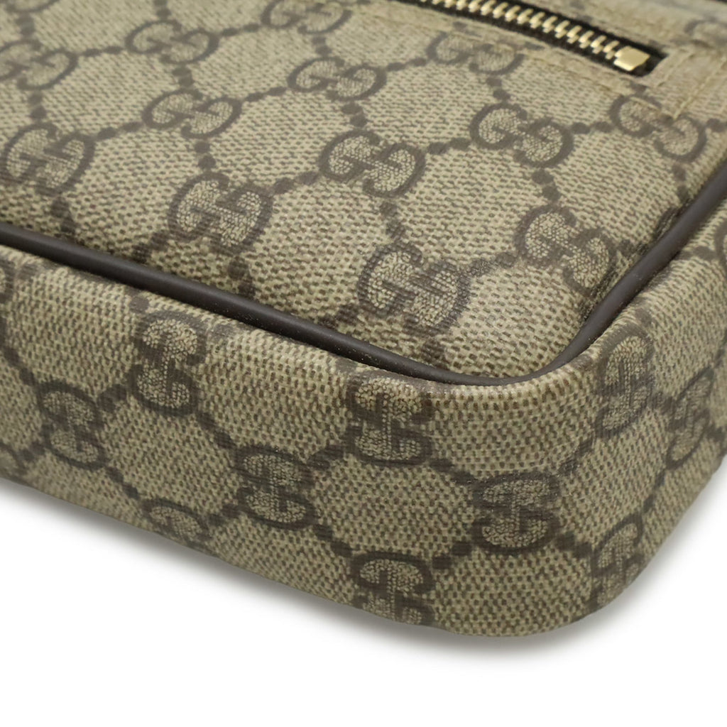 Gucci Beige Dark Brown Khaki Gg Supreme Canvas Leather Pochette Shoulder Bag (Pre-Owned)