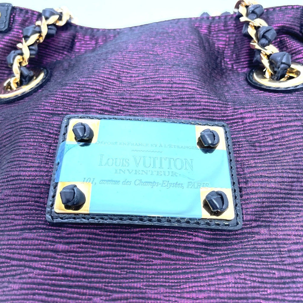 Louis Vuitton Black Purple Canvas Leather Handbag Tote Bag