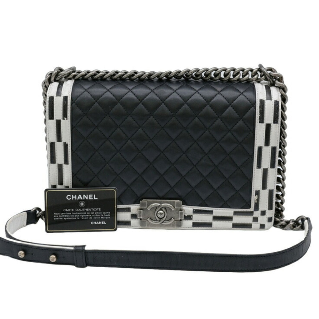 Chanel Boy Chanel Black White Leather Shoulder Bag
